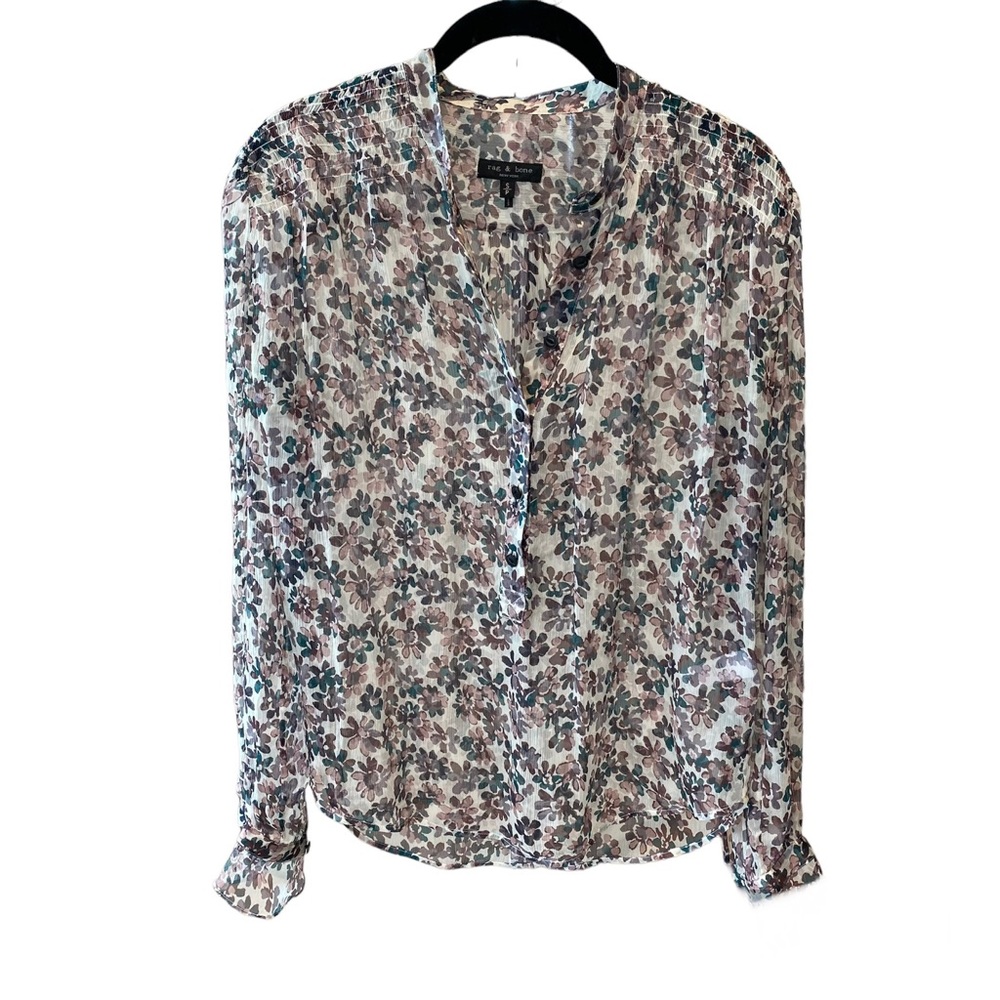Rag and Bone Sheer Floral Blouse